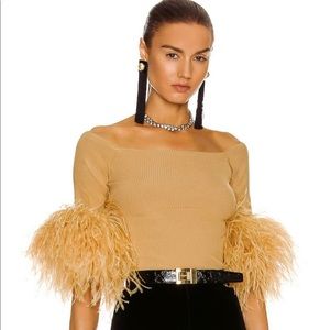 Saint Laurent feather trim top